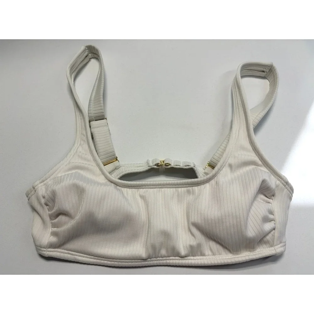 Wild Fable White‎ Ribbed Bikini Top XS Adjustable Strap Swim Top